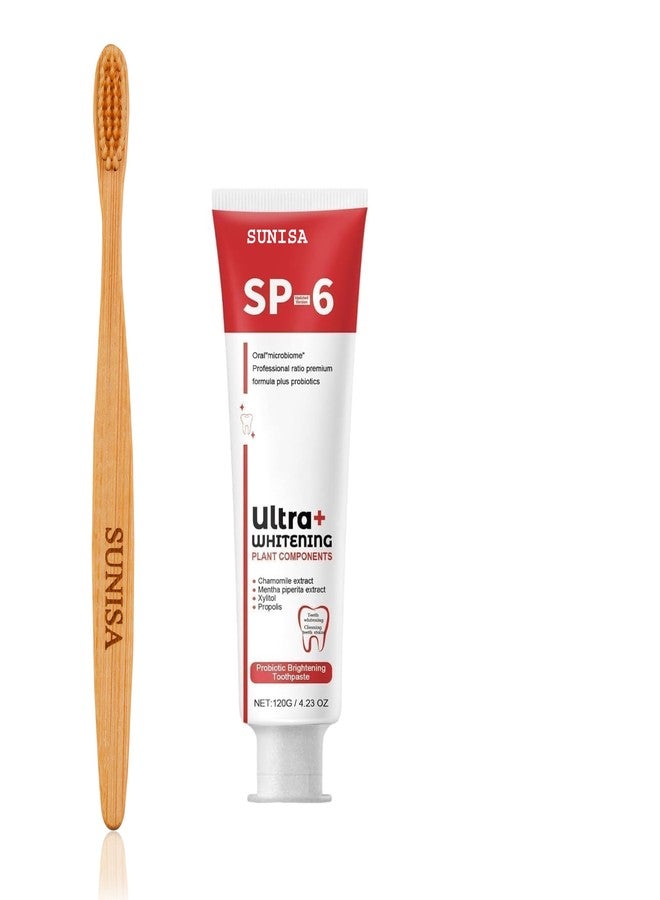 SUNISA 3 Bamboo Toothbrush with Ultra+ Whitening Toothpaste, Probiotic Formula - Image 2